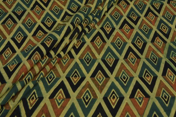 Pre-cut 1.80m Ajrakh Pure Soft Cotton HandCrafted Fabric