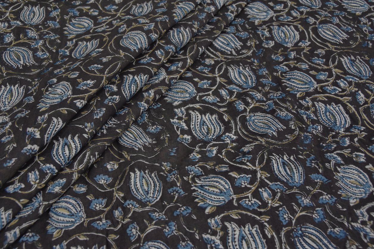 Kalamkaari Premium Cotton Handblock Printed Fabric Kalamkaari Premium Cotton Handblock Printed Fabric - Image 1