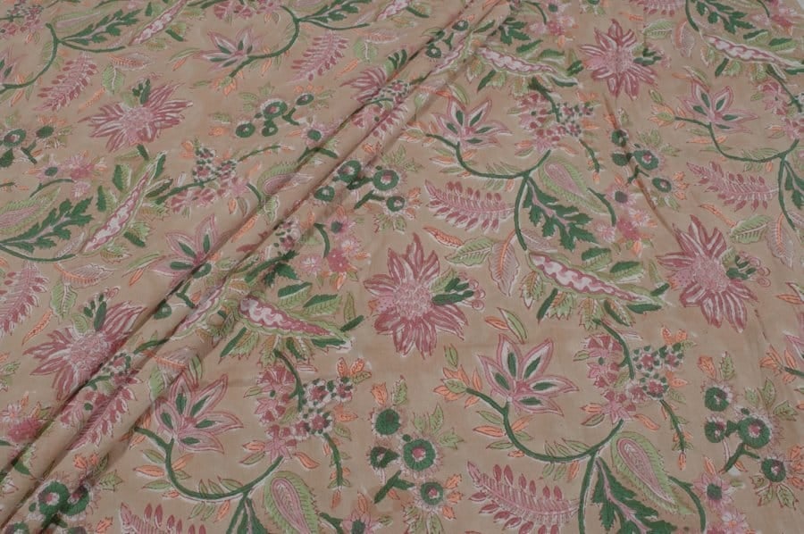 13635 (4) Pre-Cut 1m Pure Soft Cotton HandBlock Printed Fabric - Image 1