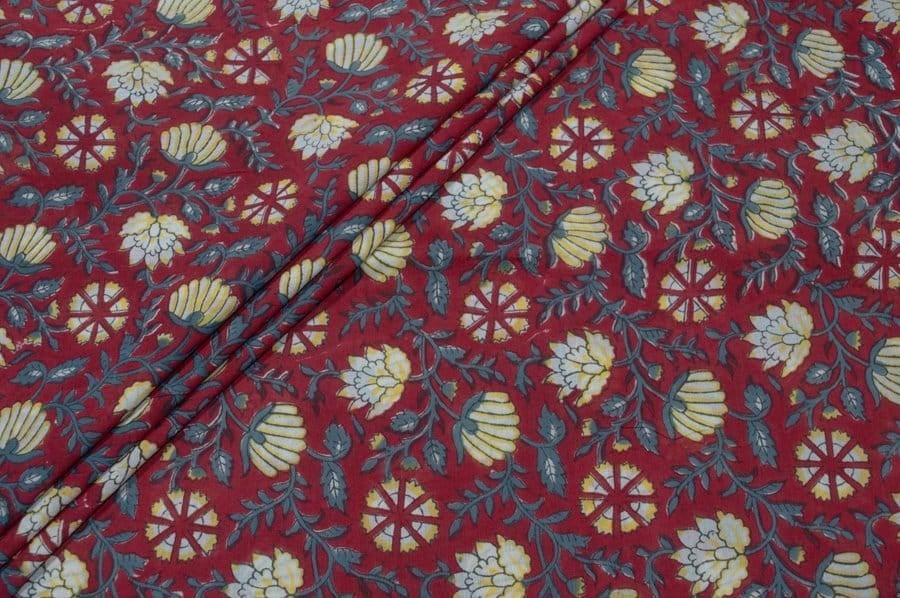 Pure Soft Cotton HandBlock Printed Fabric Pre-Cut 1.20m Mul Soft Cotton HandBlock Printed Fabric - Image 1