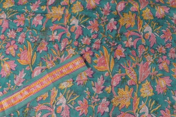 Pre-Cut 0.90m Mul Pure Soft Cotton HandBlock Printed Fabric