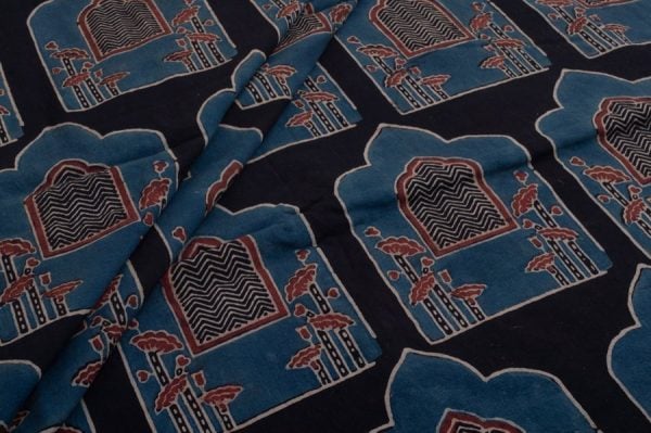 Pre-Cut 1.20m Ajrakh Pure Soft Cotton HandCrafted Fabric