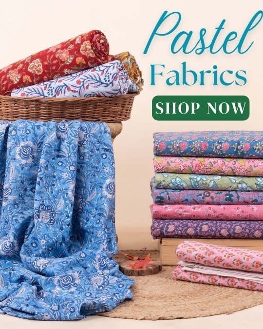 sanganeri pastel blockprinted handcrafted 100% soft cotton fabrics kota dupatta suit materials