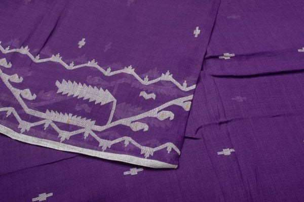 Authentic HandLoom Intricate Woven Border Flowy Cotton Fabric