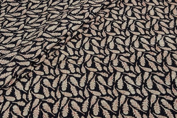 Kantha Stitch Pure Cotton Bagru Handblock Printed Fabric