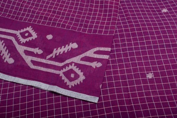 Authentic HandLoom Intricate Woven Border Flowy Cotton Fabric