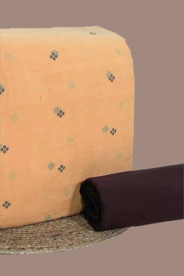 2pc Handloom Woven Design Cotton Top and Handloom Soft Cotton Bottom Fabric Set