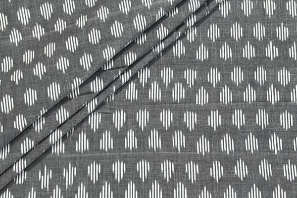 Metallic Gray Mercerised Ikkat Soft Pure Cotton Fabric