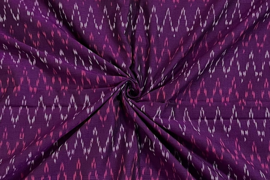 26702 (3) Byzantium Purple Mercerised Ikkat Soft Pure Cotton Fabric - Image 3