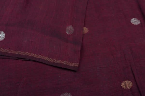 Pre-Cut 1.95m Authentic HandLoom Woven Zari Design Flowy Soft Cotton Fabric