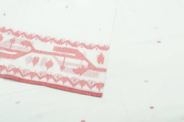 Authentic HandLoom Intricate Woven Border Flowy Cotton Fabric