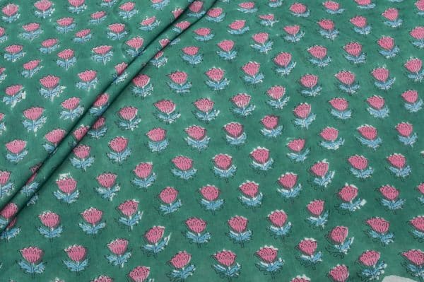 Pre-cut 1m Pure Soft Cotton HandBlock Printed Fabric