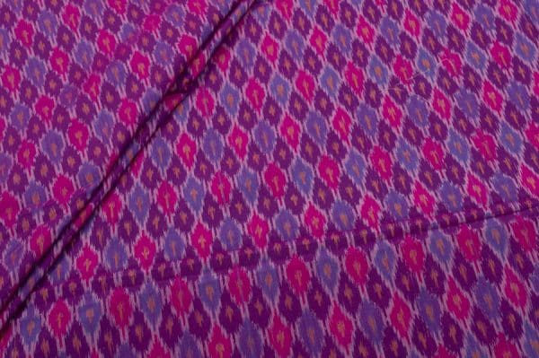 Grape Purple Soft Silk-Cotton Handwoven Ikkat Fabric
