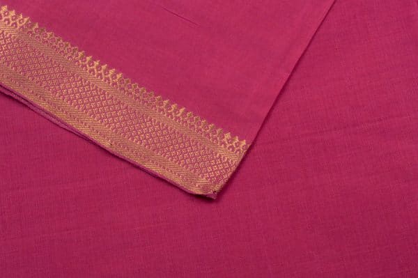 Cranberry Pink Mangalgiri Zari Border Pure Cotton Fabric