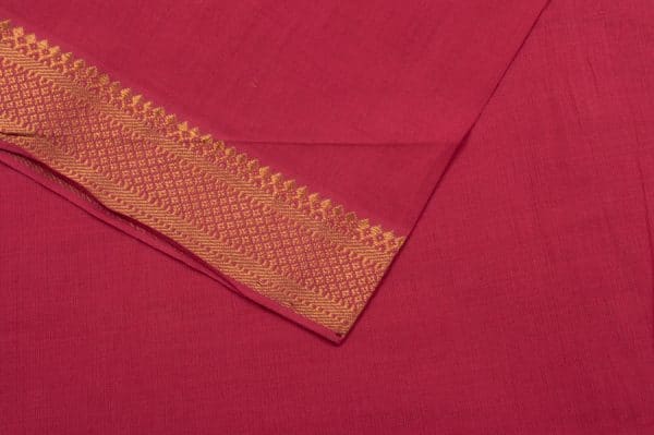 Christmas Red Mangalgiri Zari Border Pure Cotton Fabric