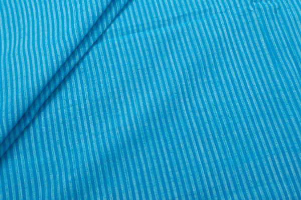 True Blue Mangalgiri Stripes Pure Cotton Fabric
