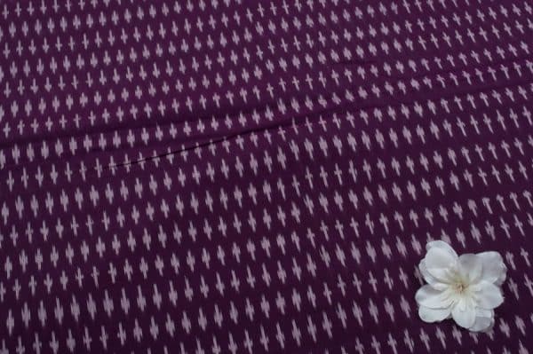 English Violet Mercerised Fine Handloom Ikkat Tie-Dye Pure Soft Cotton Fabric