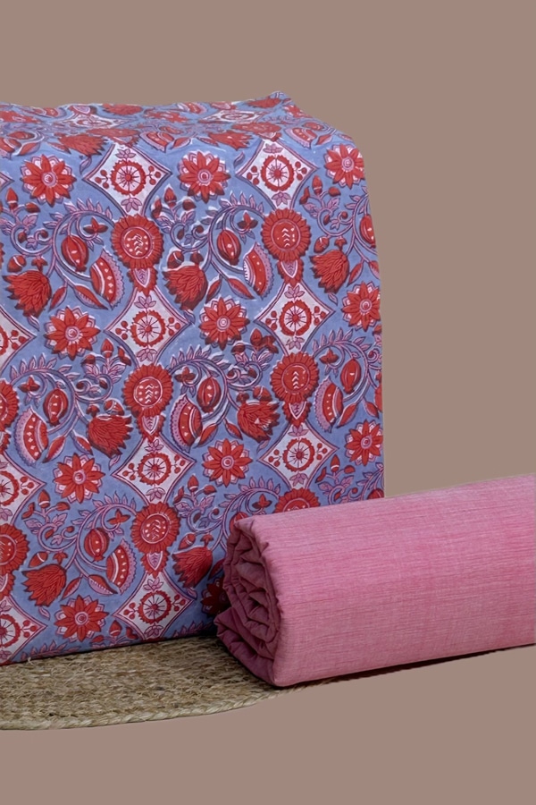 2pc Pure Soft Cotton Top and Mangalgiri Cotton Bottom Fabric Set