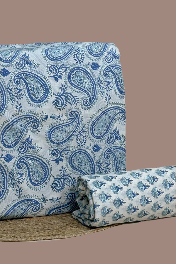 2pc Pure Soft Cotton Blockprinted Top and Bottom Fabric Set