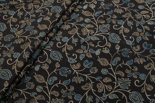 Natural Brown Dye Intricate Handblock Ajrakh Printed Cotton Fabric