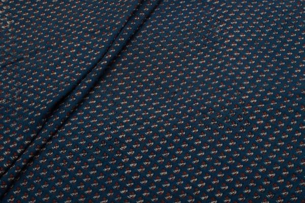 Natural Blue Dye Intricate Handblock Ajrakh Printed Cotton Fabric