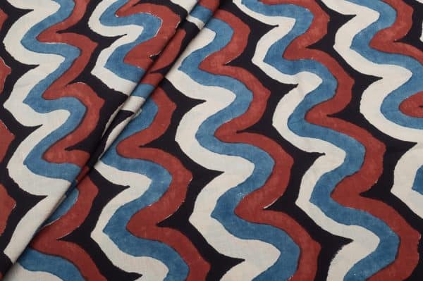 Natural Blue Dye Intricate Handblock Ajrakh Printed Cotton Fabric
