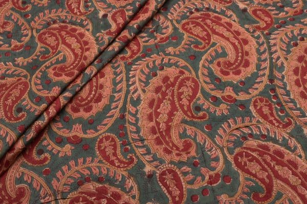 Pre-Cut 0.80m Myrtle Dark Green Floral Handblock Printed 100% Pure Soft Cotton Fabric