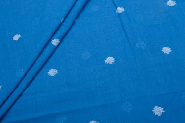 Electric Blue Woven Design Flowy HandLoom Pure Soft Cotton Fabric
