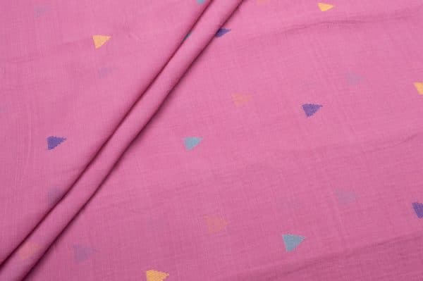 Persian Pink Woven Design Flowy HandLoom Pure Soft Cotton Fabric