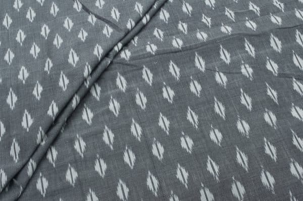 Slate Gray Mercerised Fine Handloom Ikkat Tie-Dye Pure Soft Cotton Fabric