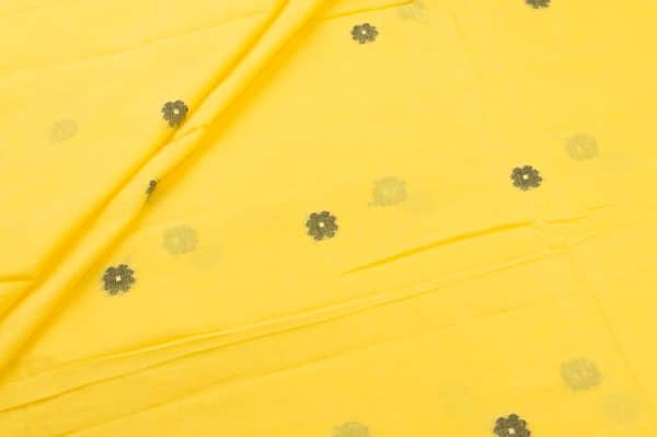 Sunny Yellow Woven Design Flowy HandLoom Pure Soft Cotton Fabric