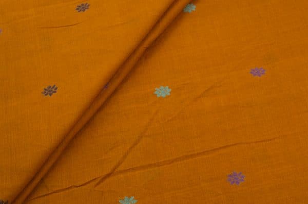 Burnt Orange Woven Design Flowy HandLoom Pure Soft Cotton Fabric