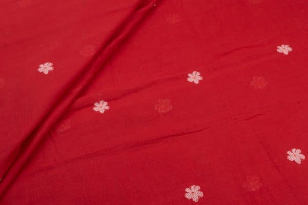 Christmas Red Woven Design Flowy HandLoom Pure Soft Cotton Fabric
