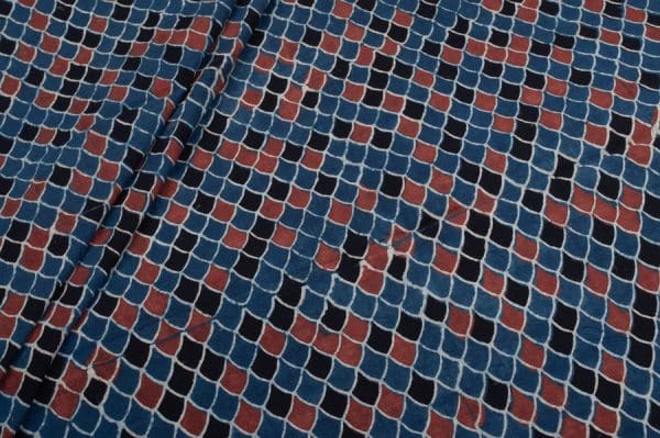 Natural Indigo Dye Handblock Ajrakh Printed Cotton Fabric