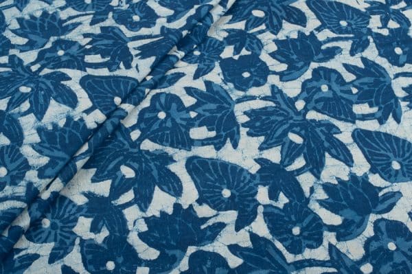 Natural Indigo Blue Bagru Handblock Printed Cotton Fabric