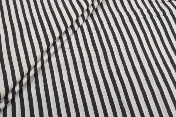 Natural Black Bagru Handblock Printed Cotton Fabric