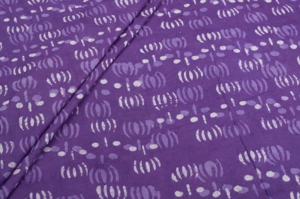 Grape Purple Bagru Handblock Printed Cotton Fabric