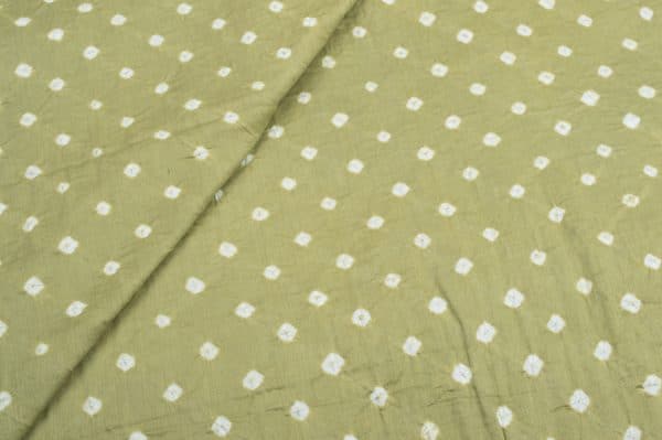 Tea Green Bandhani Tie Dye 100% Pure Soft Cotton Satin Finish Fabric