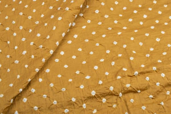 Butterscotch Yellow Bandhani Tie Dye 100% Pure Soft Cotton Satin Finish Fabric