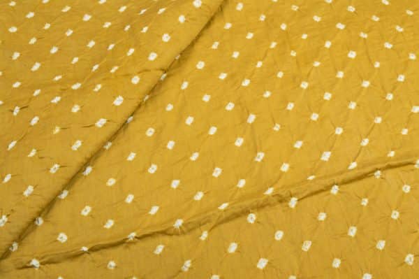 Golden Yellow Bandhani Tie Dye 100% Pure Soft Cotton Satin Finish Fabric