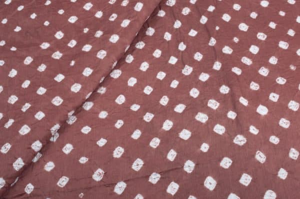 Brownish Red Bandhani Tie Dye 100% Pure Soft Cotton Satin Finish Fabric
