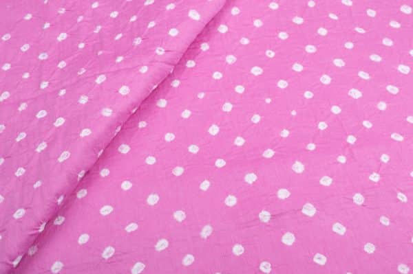 Fucshia Pink Bandhani Tie Dye 100% Pure Soft Cotton Satin Finish Fabric