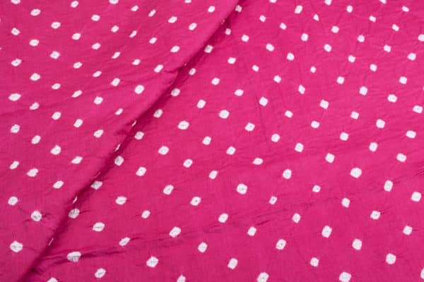 Hot Pink Bandhani Tie Dye 100% Pure Soft Cotton Satin Finish Fabric