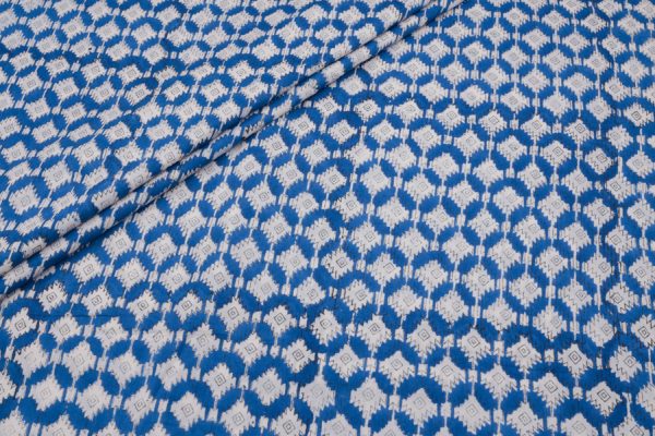 Indigo Blue Floral Handblock Printed 100% Pure Soft Cotton Fabric