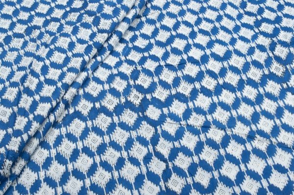 Indigo Blue Floral Handblock Printed 100% Pure Soft Cotton Fabric