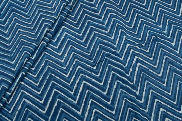 Natural Indigo Bagru Handblock Printed Cotton Fabric