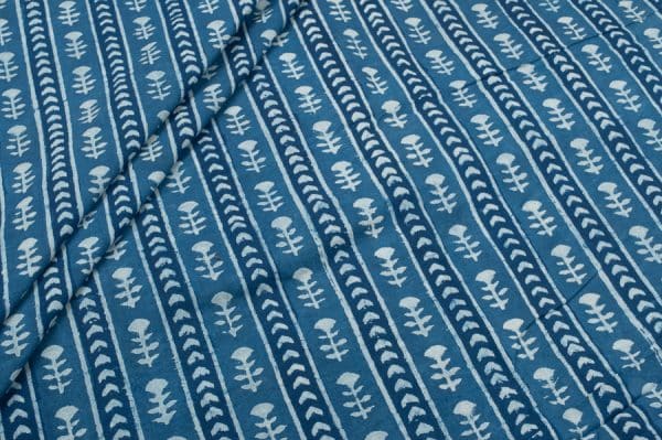 Natural Indigo Bagru Handblock Printed Cotton Fabric