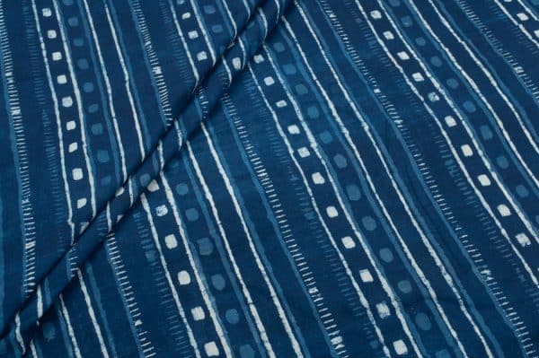 Natural Indigo Bagru Handblock Printed Cotton Fabric