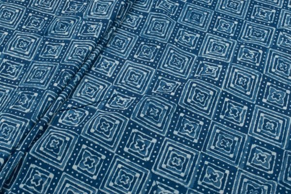 Natural Indigo Bagru Handblock Printed Cotton Fabric