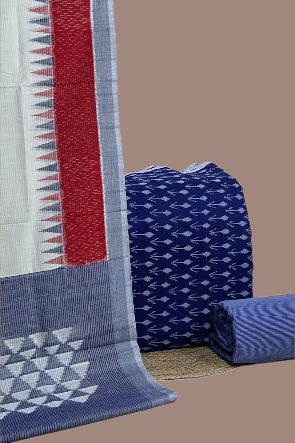 3pc Ikkat Cotton Dupatta with Soft Ikkat Top And Mangalgiri Pure Cotton Bottom Set